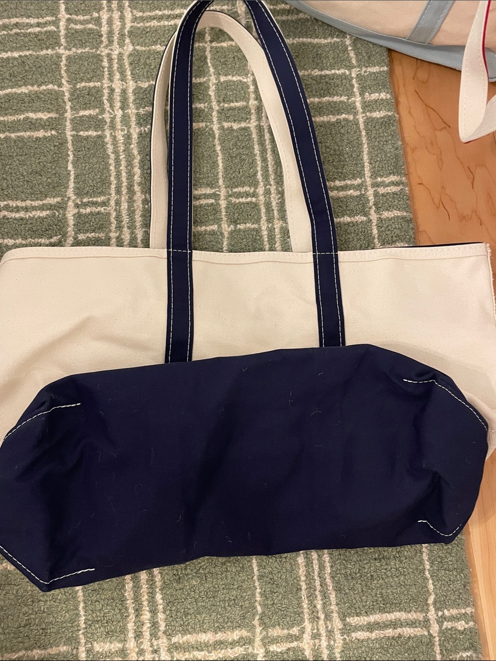 LLBean large navy tote - Picture 2 of 3